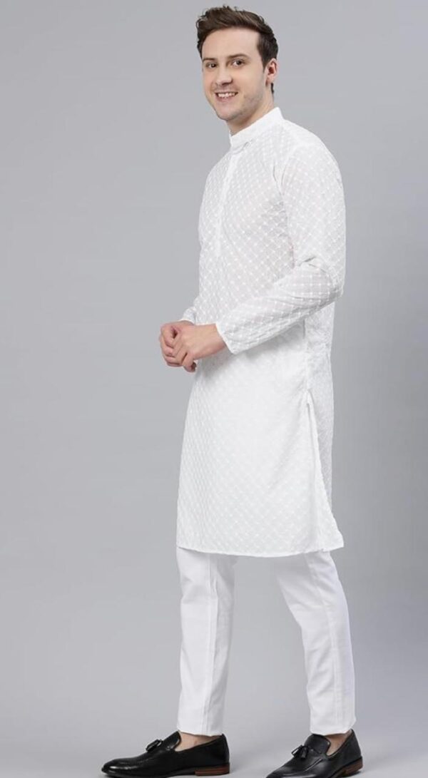 Kurta Pyjama For Men White Branded Soft Cotton - Image 2