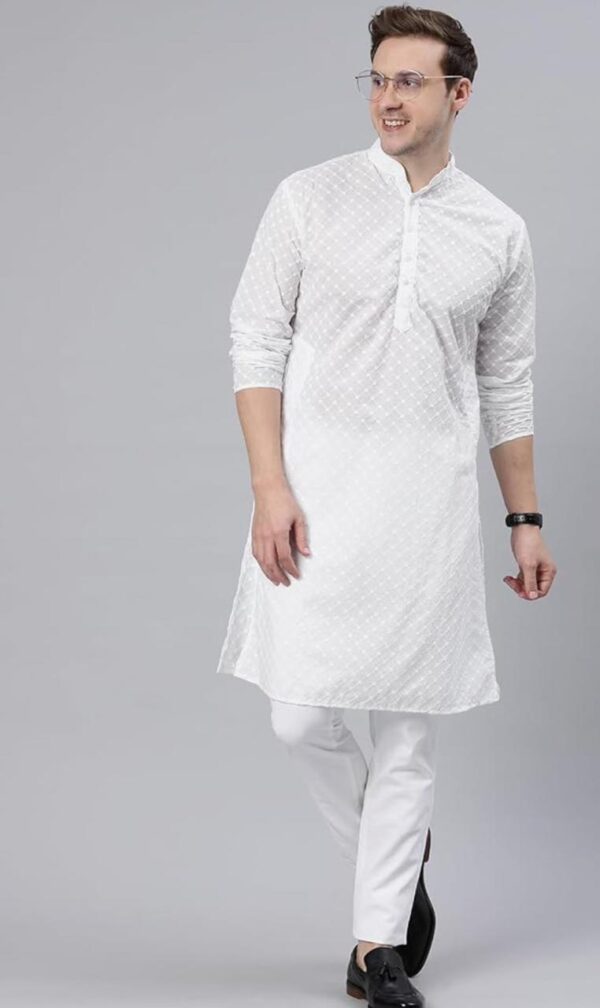 Kurta Pyjama For Men White Branded Soft Cotton