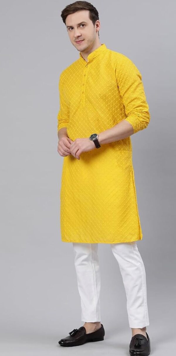 Yellow Kurta for Men - Image 4