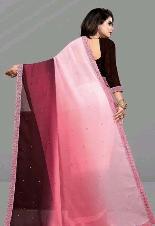 Pink Saree Women Wear - Image 2